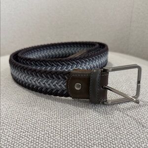 Vera Pelle Braided Stretch Belt in Brown and Gray
